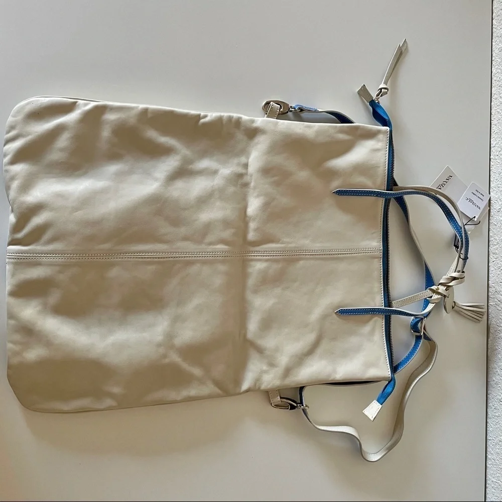 Varriale Leather Handbag Crossbody Bag Blue Ivory